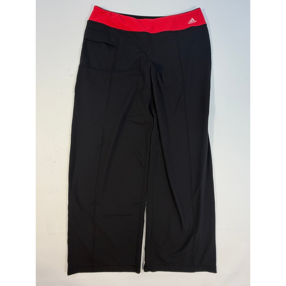 Adidas Athletic Pants Women XL Black Red Climate365 Wide Leg Vintage 2007